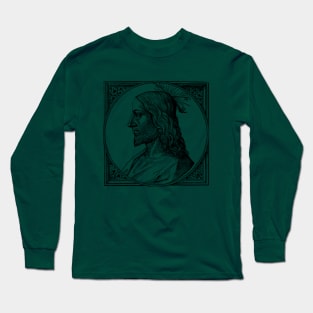 Medieval Christ Engraving - Timeless Spiritual Art Long Sleeve T-Shirt